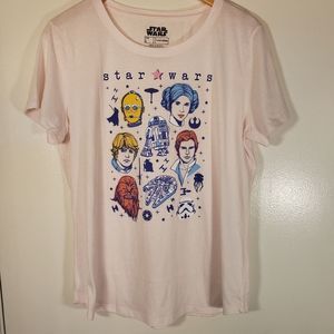 Star Wars Light Pink Short Sleeve Graphic Tee Size L